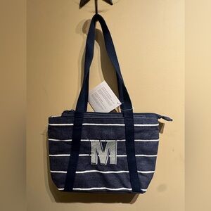 Thirty-One Navy and White Tote with Initial M - NWT
